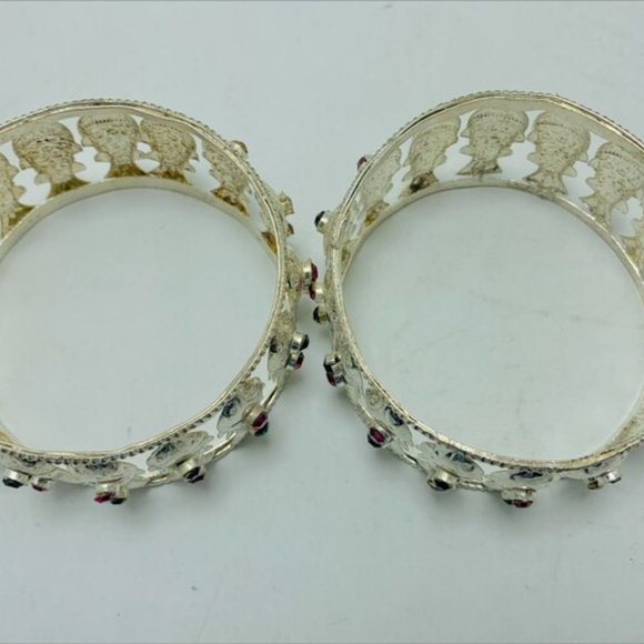 Single Retro Style Bracelet, Boho Handmade Silver Cuff, Tribal Silver Kuchi Cuff - Picture 4 of 7